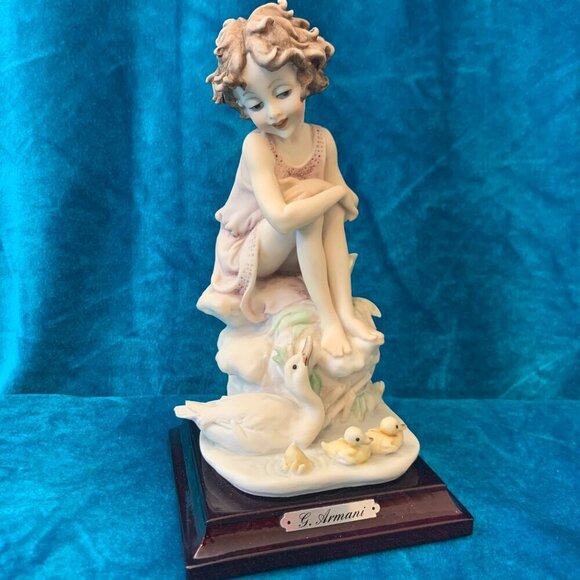 Vintage 1986 sculputre of Little Girl with baby Ducks by G. Armani - porcelain - Picture 1 of 7